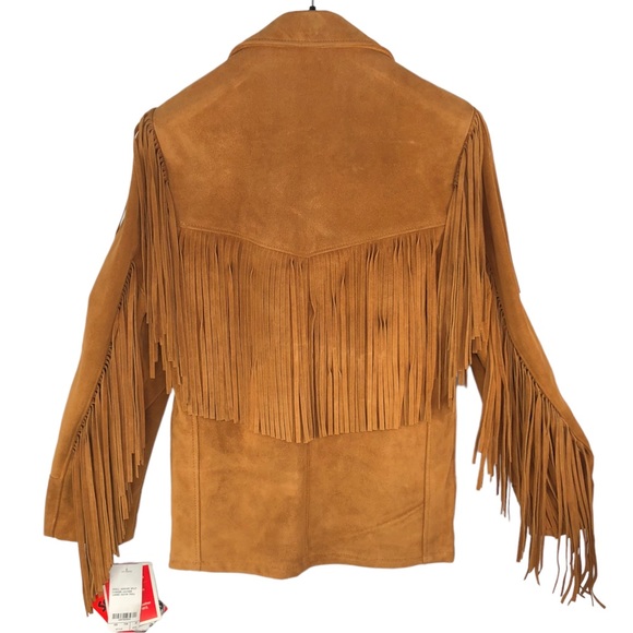 🆕 Western by Schott NYC 1970's Vintage Suede Leather Fringe Blazer Coat - Picture 5 of 11